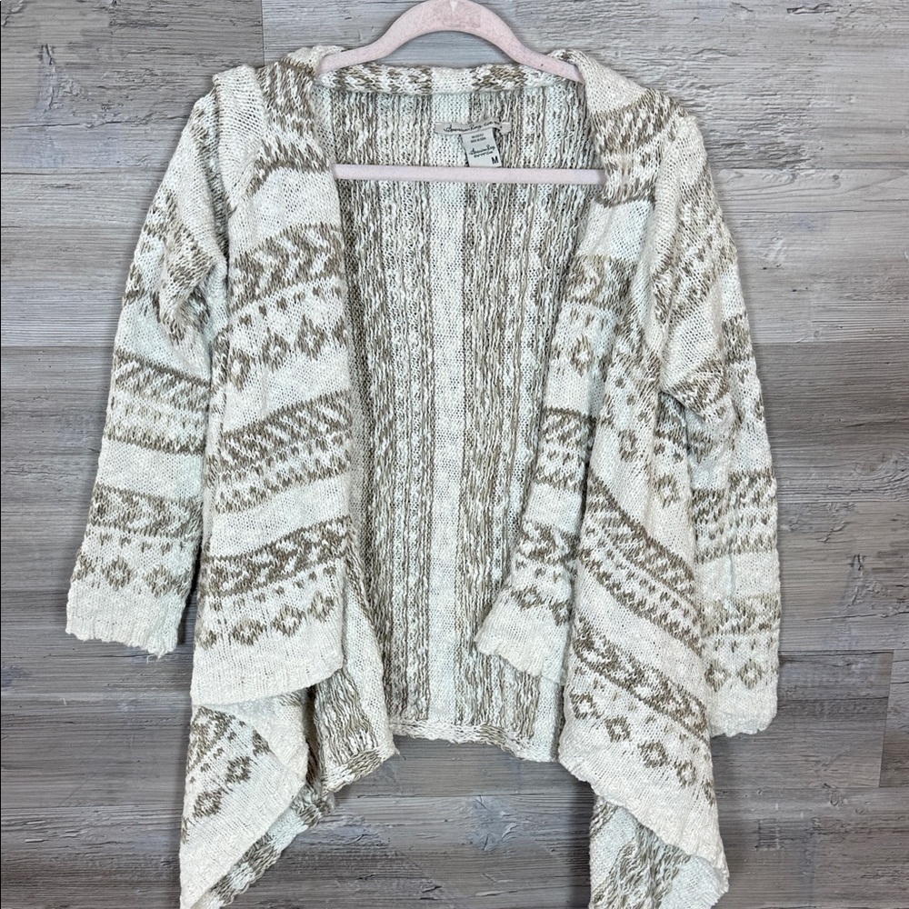 American Rag Cozy Cream and Brown Patterned Women's Sweater